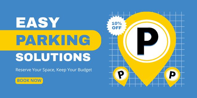 Easy Parking Service with Yellow Pointer Twitter Modelo de Design