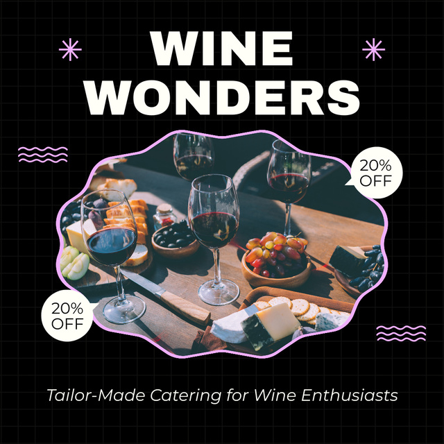 Plantilla de diseño de Catering Services with Delicious Wine and Snacks Instagram AD 
