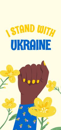 Black Woman standing with Ukraine Flyer DIN Large Design Template