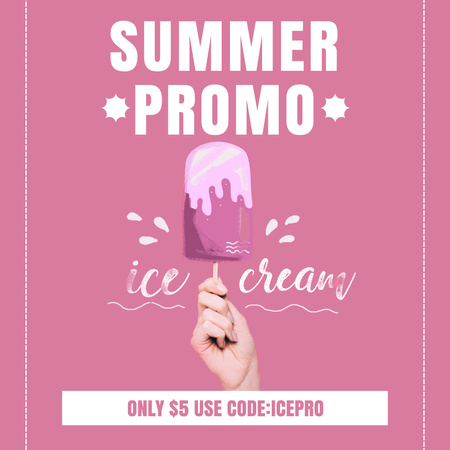 Summer Promo of Sweet Ice Cream Instagram AD Design Template