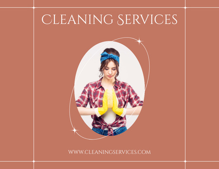 Cleaning Services Ad with Woman Flyer 8.5x11in Horizontal Design Template