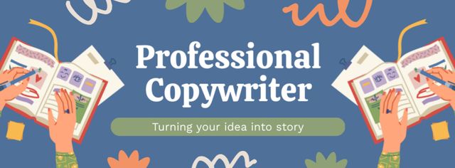 Strategic Copywriter Services Offer With Illustration Facebook cover – шаблон для дизайну