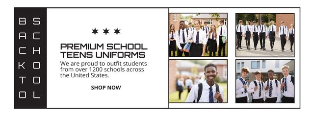 Designvorlage Back to School Special Offer with Students in Uniform für Facebook Video cover