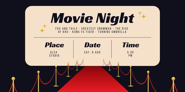 Movie Night Announcement with Red Carpet Twitter Design Template