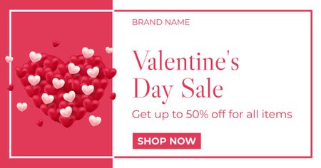 Valentine's Day Discount Offer with Cartoon Characters Facebook AD Design Template