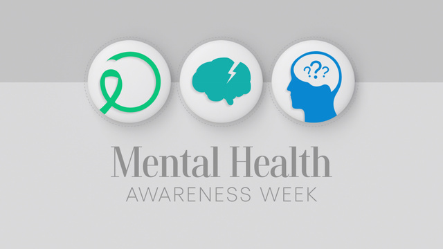 Mental Health Awareness Week with Round Icons Zoom Background Modelo de Design
