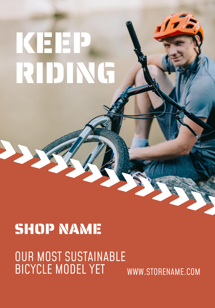 Young Man Riding Bicycle in Forest Poster 28x40in Design Template