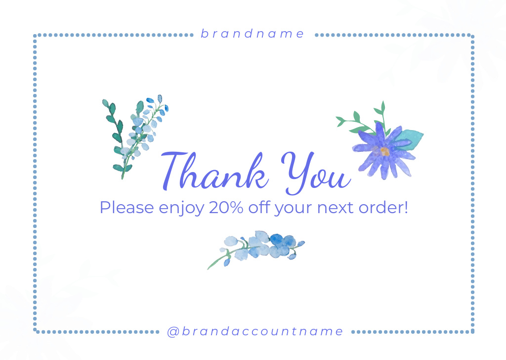 Template di design Thank You Message with Discount on White Card