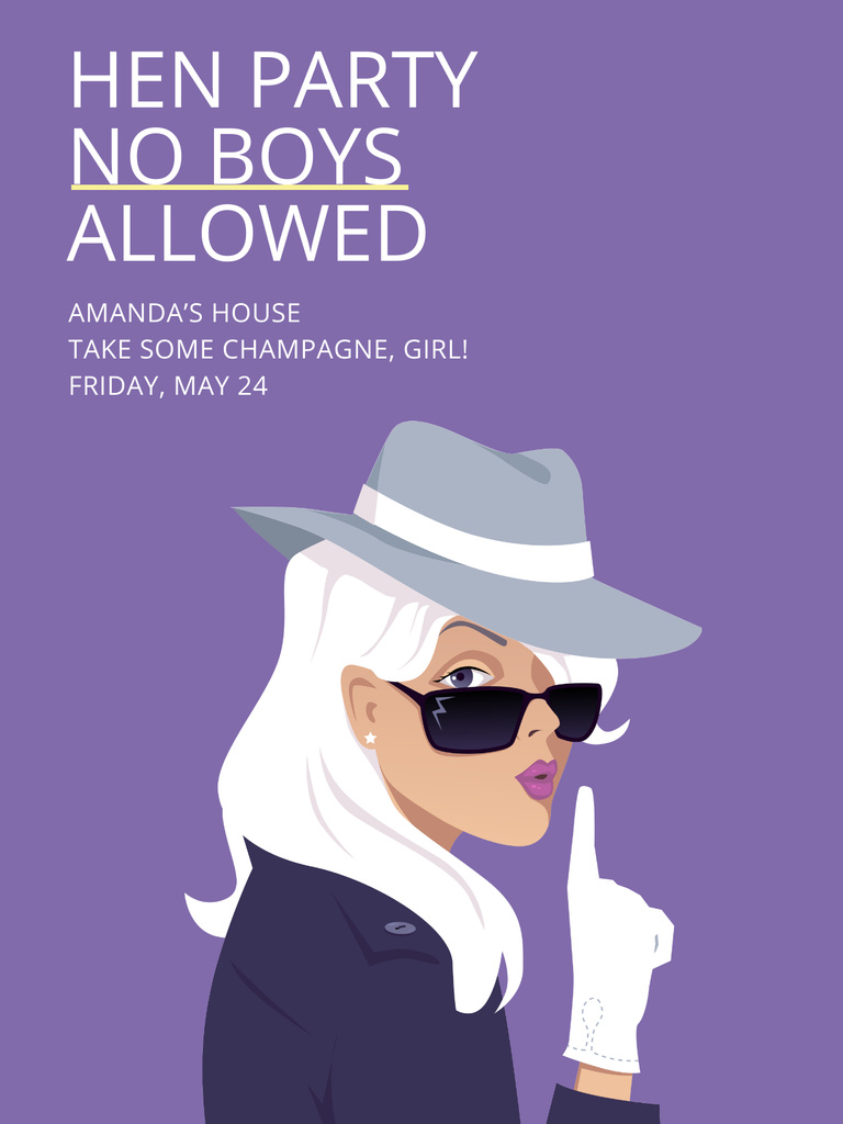 Hen Party invitation with Stylish Girl Poster US – шаблон для дизайну