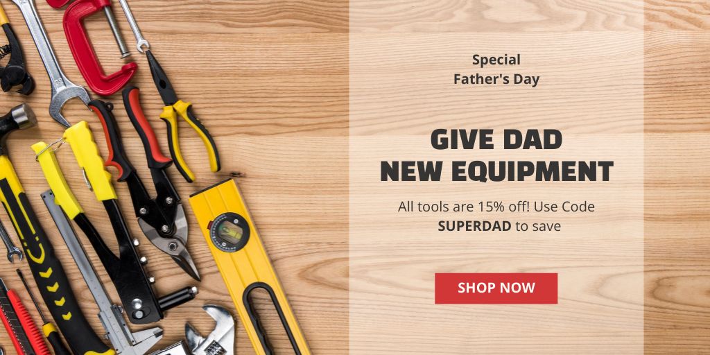 Ontwerpsjabloon van Twitter van Father's Day Sale Announcement for Equipment