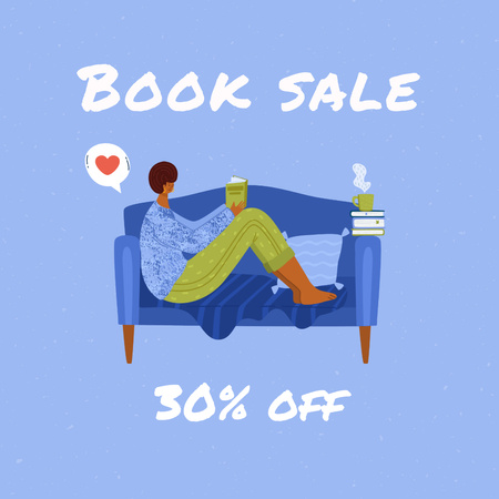 Platilla de diseño Books Sale Offer For Booklovers In Blue Instagram