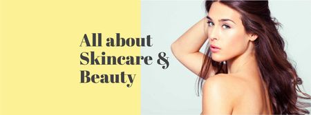 Beauty Blog Ad with Young Attractive Girl Facebook cover Design Template