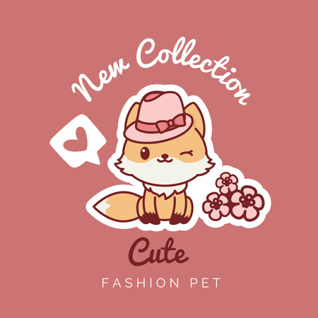 Template di design fashion store annuncio con cute fox Instagram