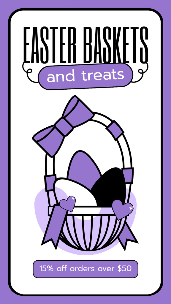 Plantilla de diseño de Easter Baskets Offer with Illustration Instagram Story 