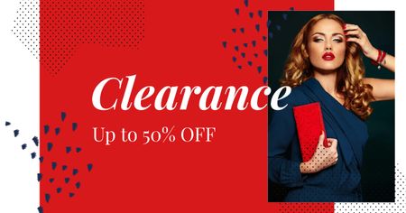 Special Discount Offer with Woman in Stylish Outfit Facebook AD Design Template