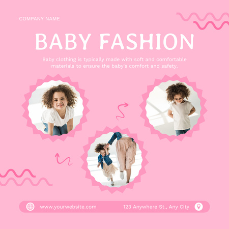 Collection of Baby Fashion Clothes on Pink Instagram AD Design Template
