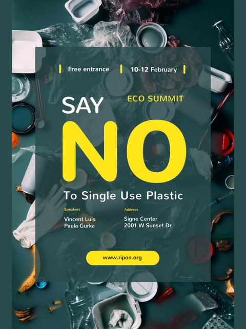 Platilla de diseño Plastic Waste Concept Disposable Tableware Poster 36x48in
