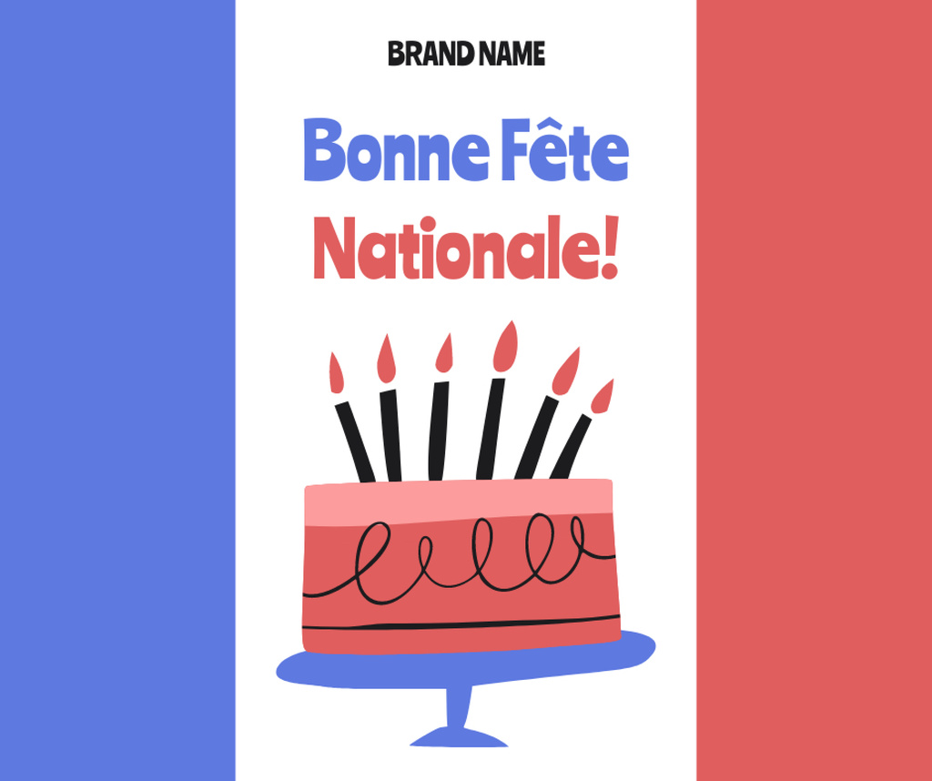 France Day Greeting Card Facebook Πρότυπο σχεδίασης