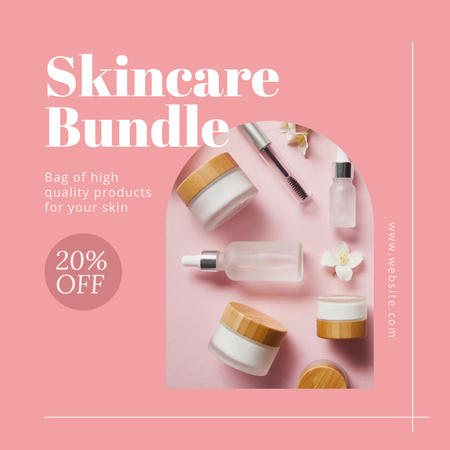 Skincare Bundle Package Ad with Creams  Instagramデザインテンプレート