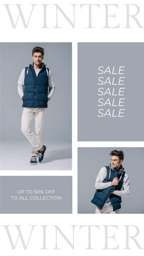 Handsome Man in Warm Winter Clothes Instagram Story Design Template