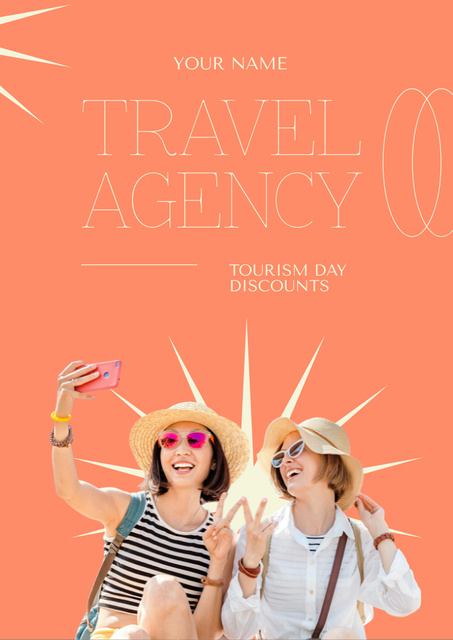 Relaxing Travel Agency Services With Selfies Offer Flyer A4 Design Template