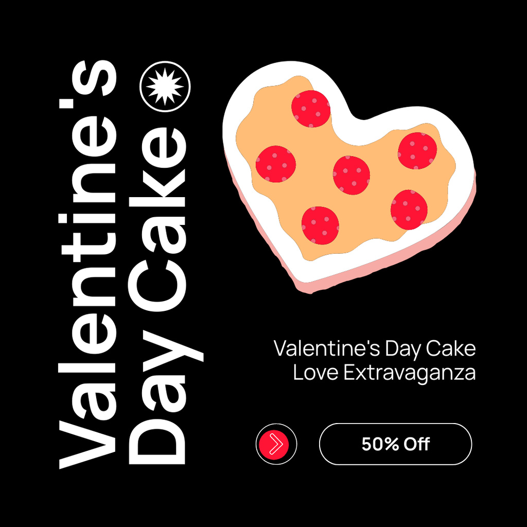 Heart Shape Cake And Cookies At Half Price Due Valentine's Day Instagram AD Tasarım Şablonu