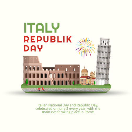 Plantilla de diseño de Día de la República Nacional Italiana 3d ilustrado Instagram 