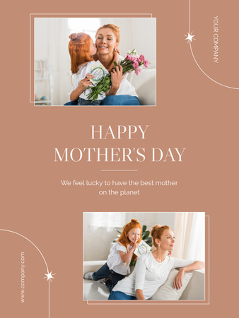Mom with Cute Little Girl on Mother's Day Poster US Design Template