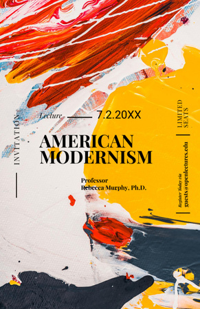 Palestra incrível do professor sobre arte modernista americana Invitation 5.5x8.5in Modelo de Design
