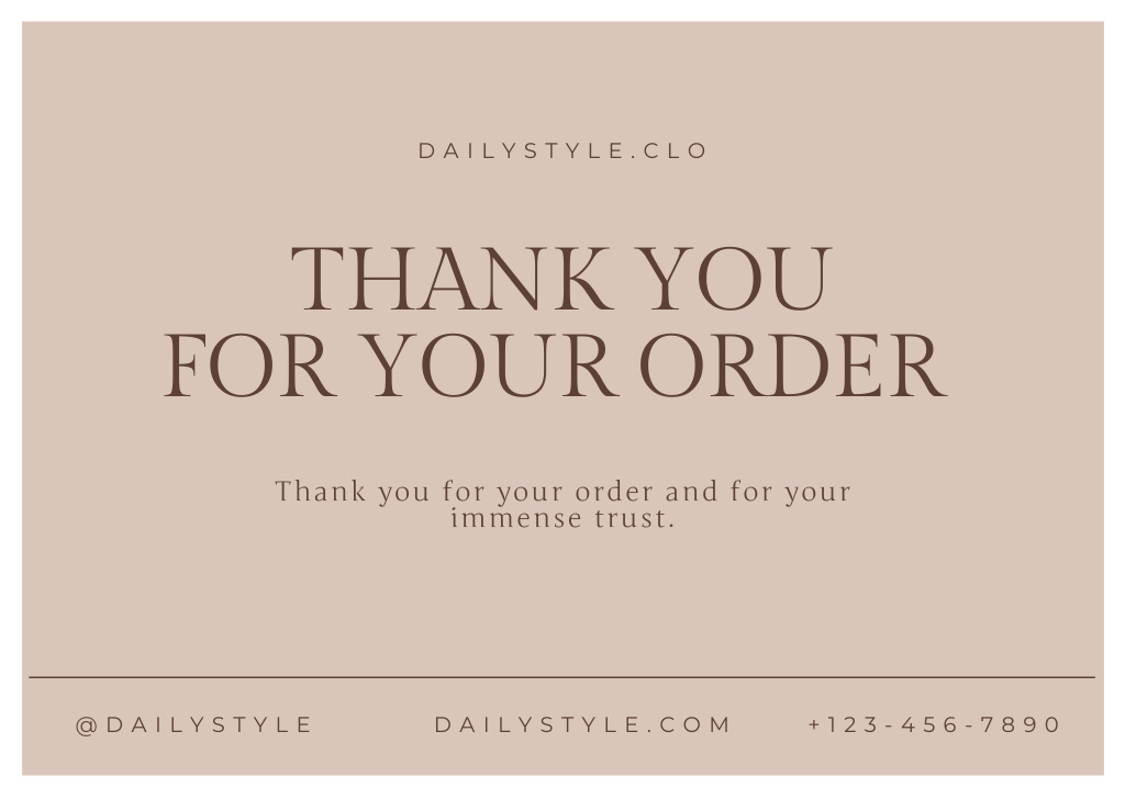 Thankful Phrase for you order Card Design Template