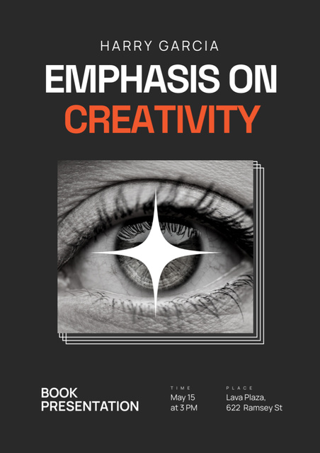 Book Presentation Ad with Eye on Cover Poster A3 Modelo de Design