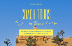 Travel Agency Ad with Coach Tours Offer in Texas