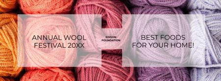 Plantilla de diseño de Invitación del festival de tejer con madejas de hilo de lana Facebook cover 