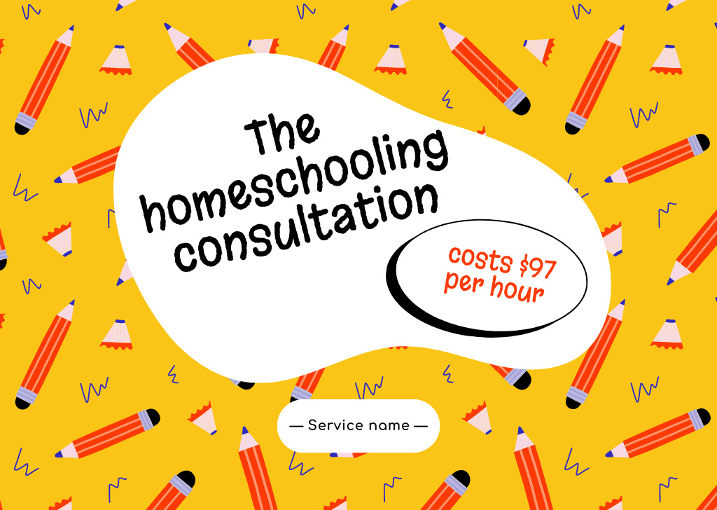 Home Education Ad on Bright Yellow Pattern Flyer A6 Horizontal – шаблон для дизайна