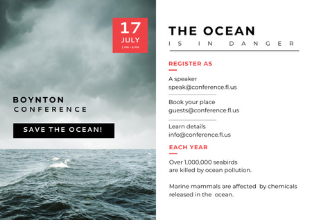 Ecology Conference Announcement with Seascape Flyer A5 Horizontal tervezősablon