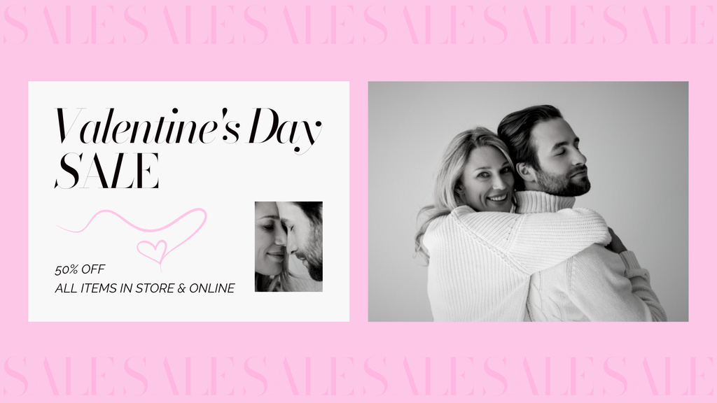 Valentine's Day Sale with Photos of Couple in Love FB event cover – шаблон для дизайну