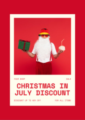Christmas Discount in July with Merry Santa Claus with Festive Gift