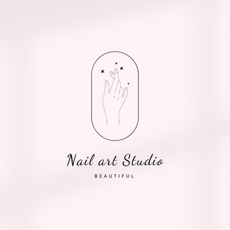Modèle de visuel Nail Studio Services Offer With Illustrated Hand - Logo 1080x1080px