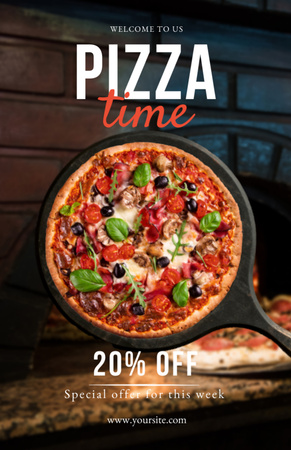Объявление о времени продажи пиццы Recipe Card – шаблон для дизайна