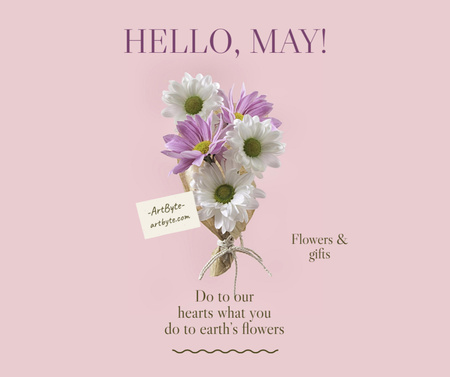 May Day Celebration Announcement with Daisies Facebook Design Template