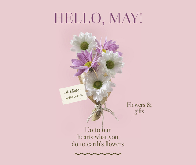 May Day Celebration Announcement with Daisies Facebook tervezősablon