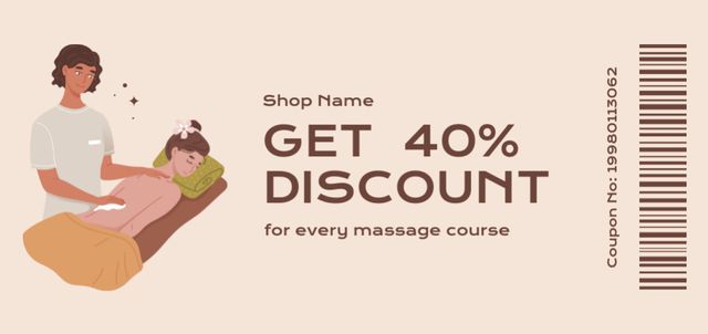 Designvorlage Discount Offer on All Massage Courses für Coupon Din Large