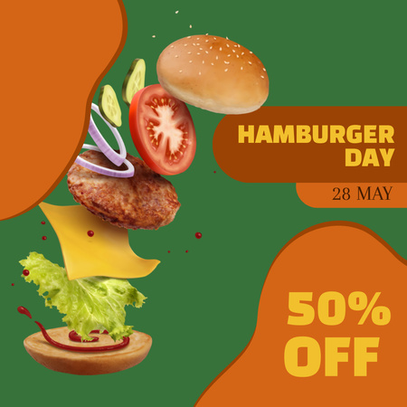 Offer Discounts on Hamburgers Instagram Design Template