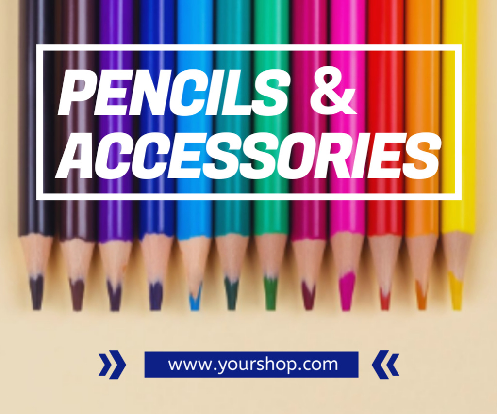 Back to School Sale Announcement For Colorful Pencils Medium Rectangle Šablona návrhu