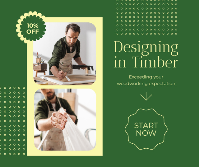 Talented Carpenter Offer Designing Service In Wood With Discount Facebook Modelo de Design