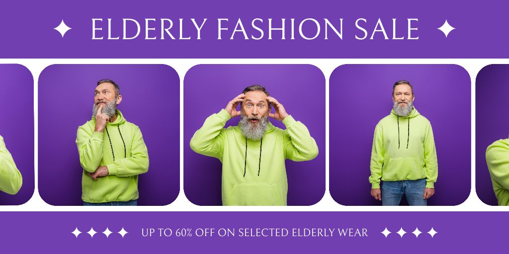 Fashion Sale Offer For Elderly Twitter Design Template