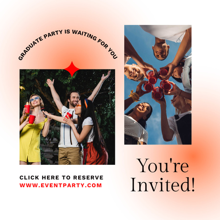 Ontwerpsjabloon van Instagram van Graduation Party Invitation with Cheerful Company
