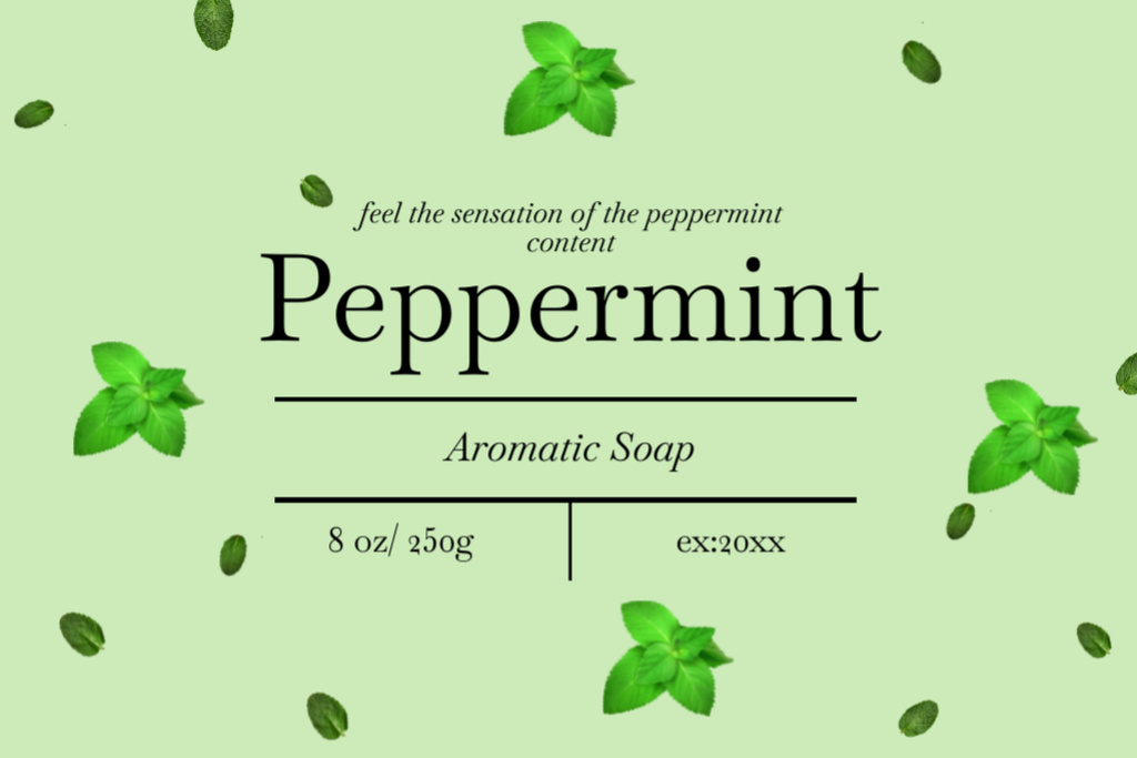 Aromatic Soap With Peppermint Extract Offer Label Design Template