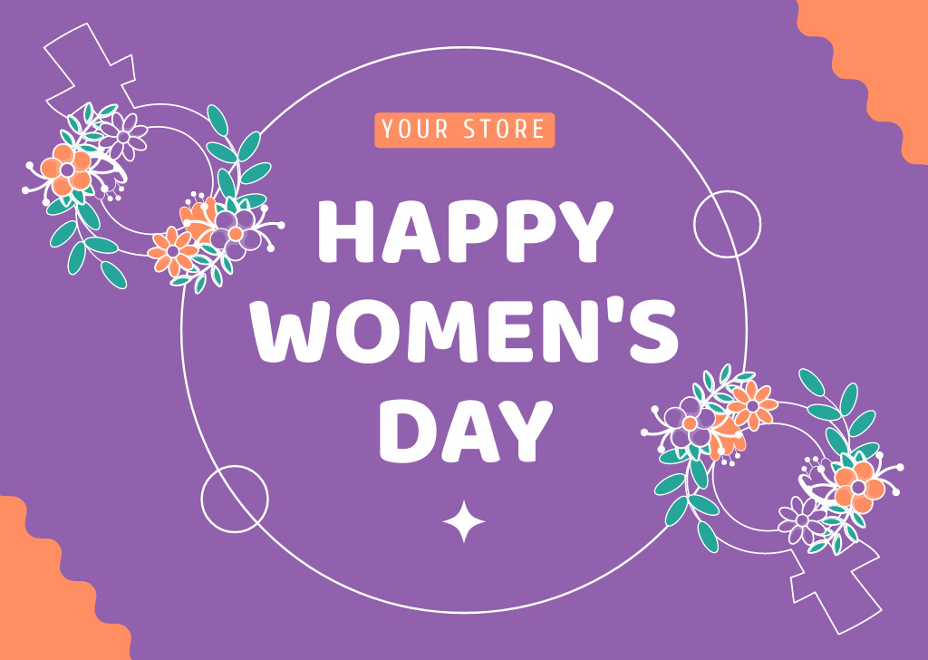 Women's Day Greeting with Signs of Female Gender Card Design Template
