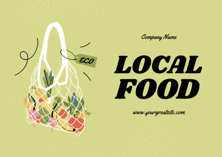 Modèle de visuel Local Food Ad with Fruits and Vegetables in Eco Bag - Poster B2 Horizontal